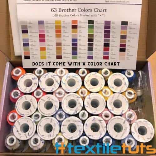 Does the Embroidery Thread Set Come with a Color Chart