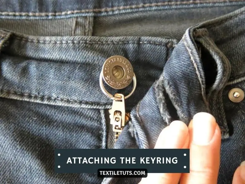 Attaching the Keyring to the Top Jeans Button