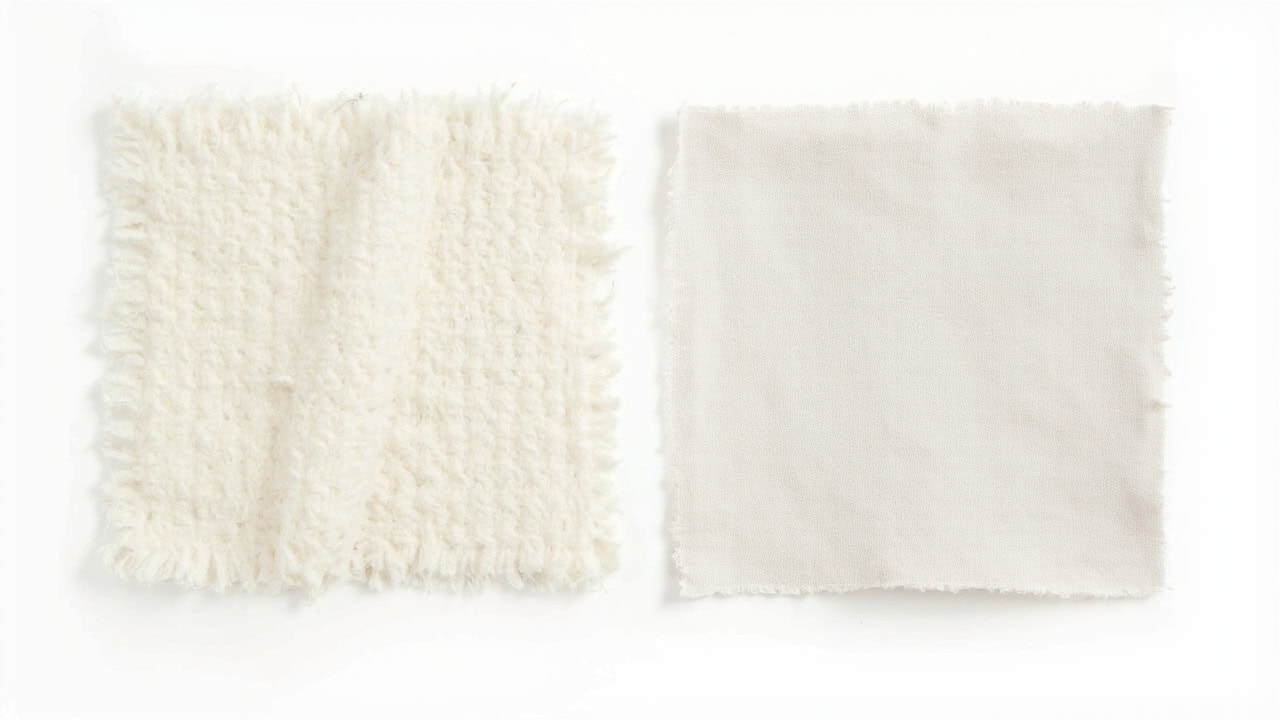 Lifestyle illustration showing cotton clothing for everyday casual wear versus polyester athletic wear for active performance use
