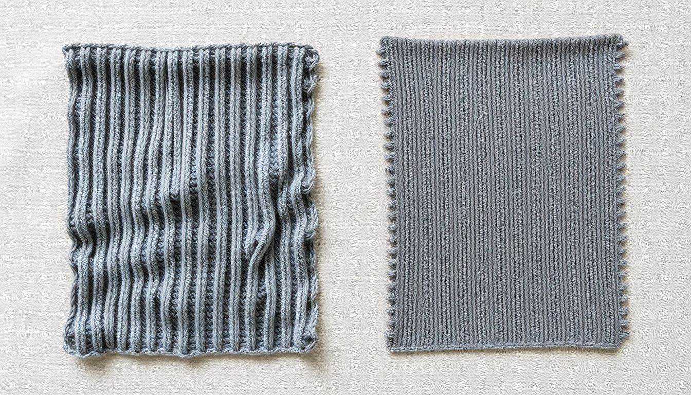 Diagram comparing standard sweatshirt vertical fabric grain versus Champion Reverse Weave horizontal grain construction