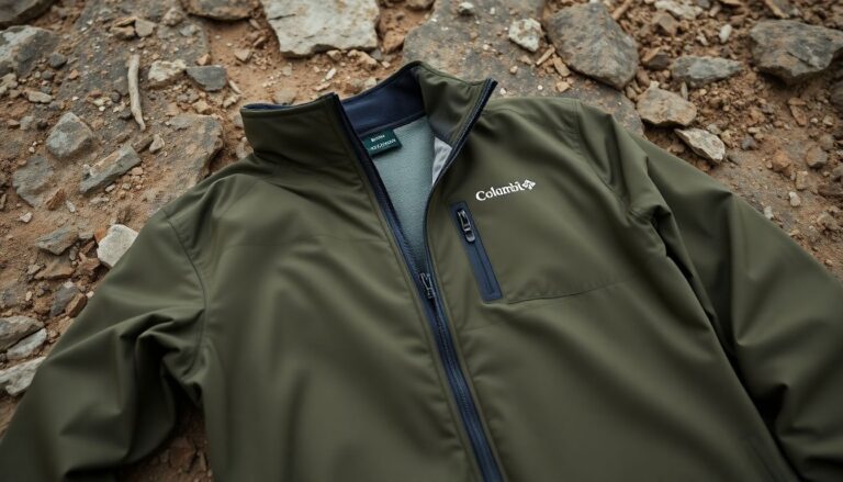 Columbia Sportswear outdoor jacket and fleece showing technical synthetic fabric construction
