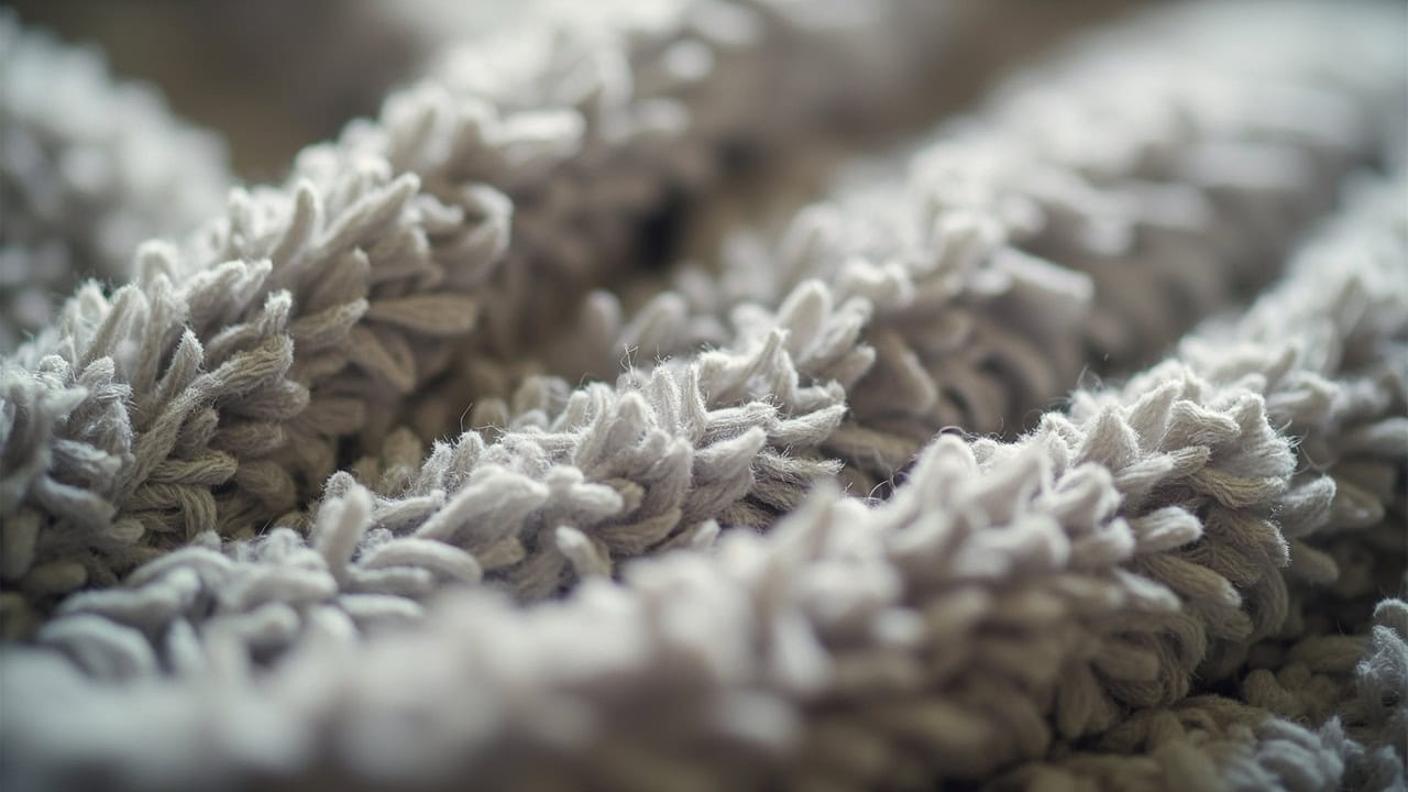 Close-up of soft polyester fleece fabric showing its characteristic fuzzy pile texture