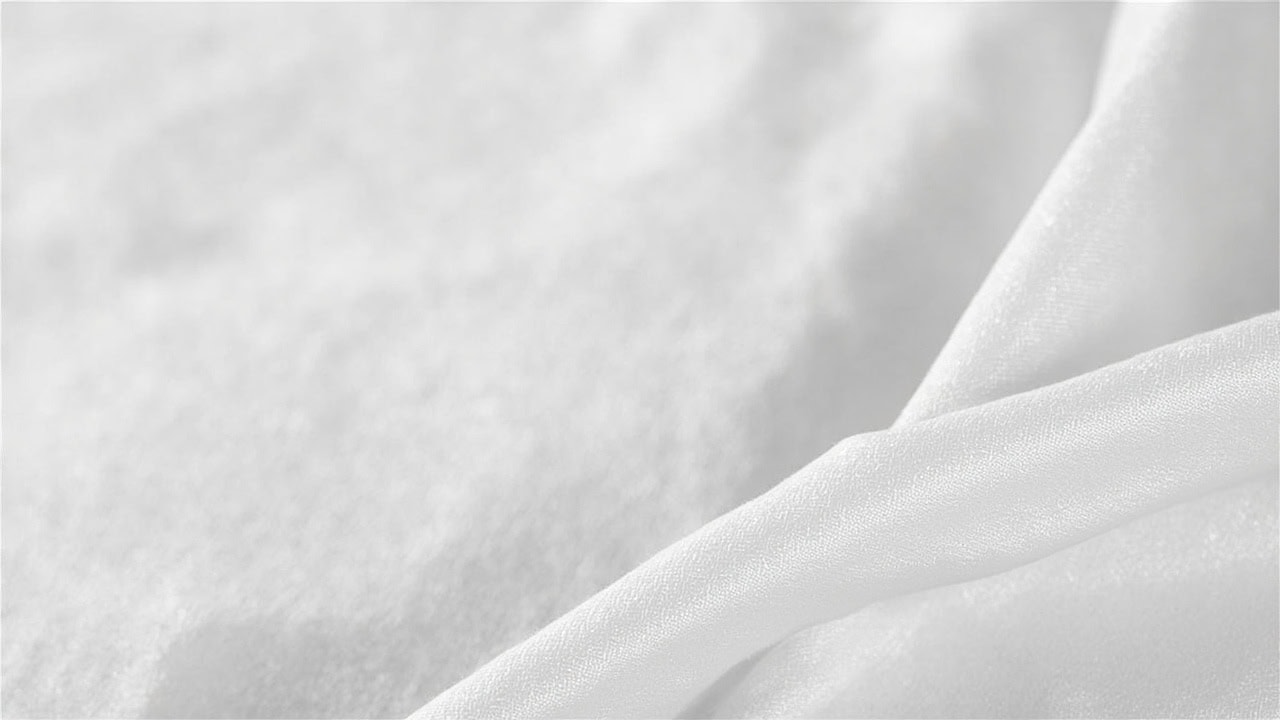 Close-up of polyester fabric texture alongside care label showing heat-sensitive washing instructions