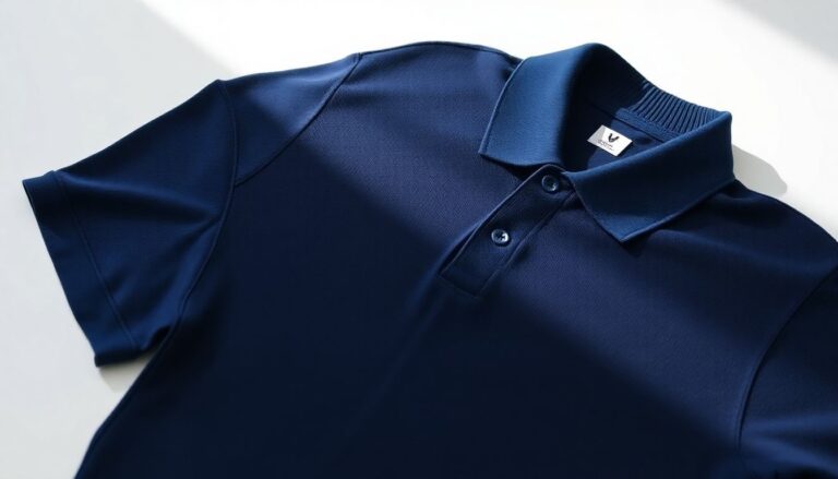 Classic Ralph Lauren polo shirt in navy showing piqué cotton texture and iconic polo player logo