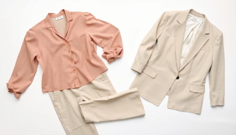 Zara-style clothing items including blouse and trousers with care labels visible for shrinkage assessment