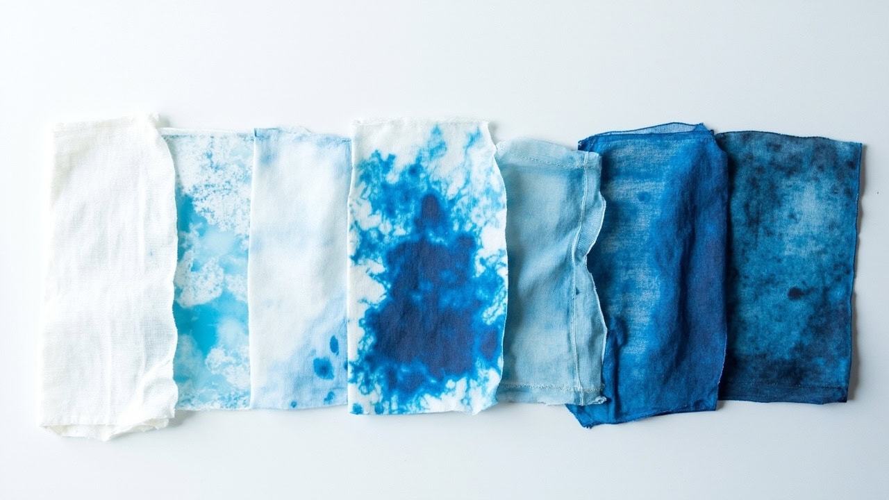 Diagram showing rayon dyeing process steps from fabric preparation through 24-hour cure