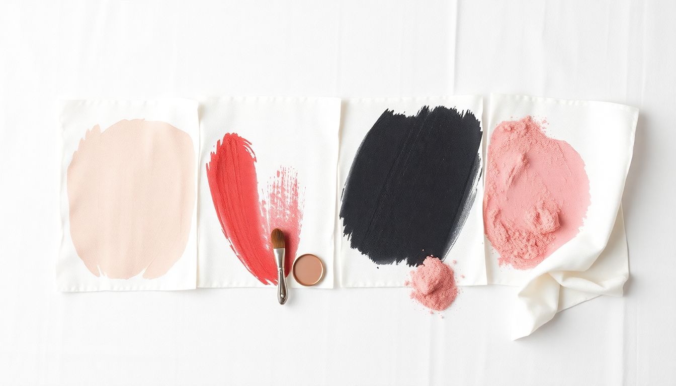 Reference table showing makeup type composition and correct stain removal treatment for each