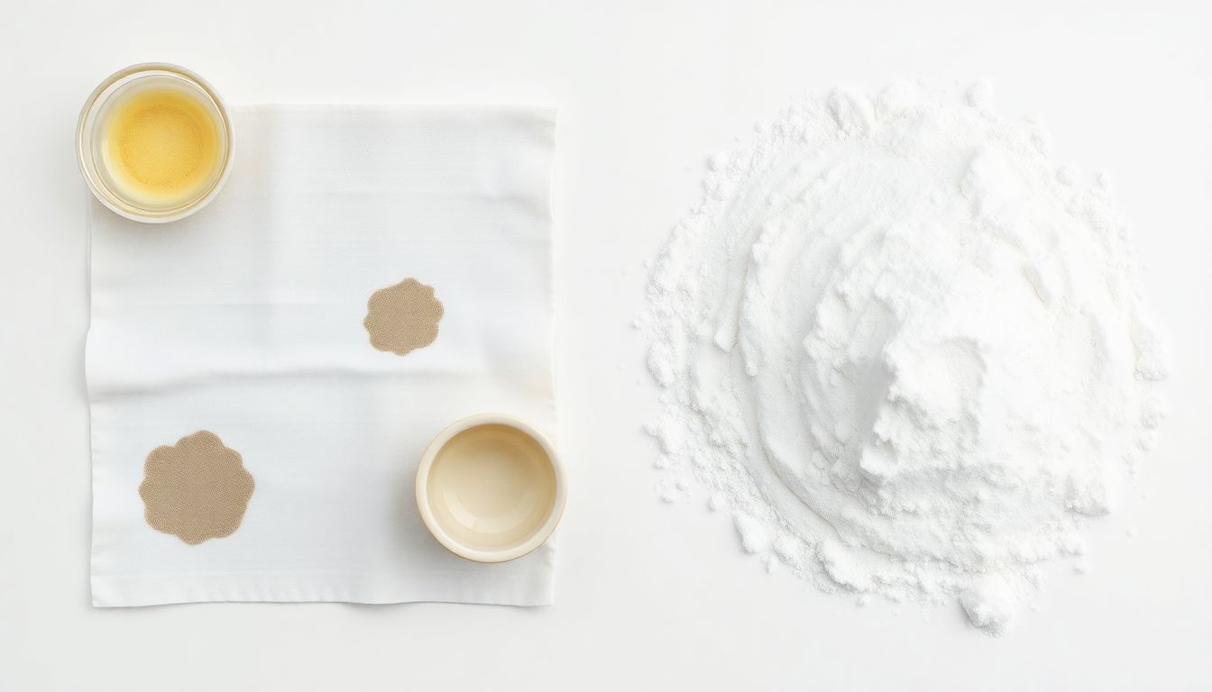 Two-step mold removal process infographic: kill spores with vinegar or OxiClean, then hot wash to remove staining