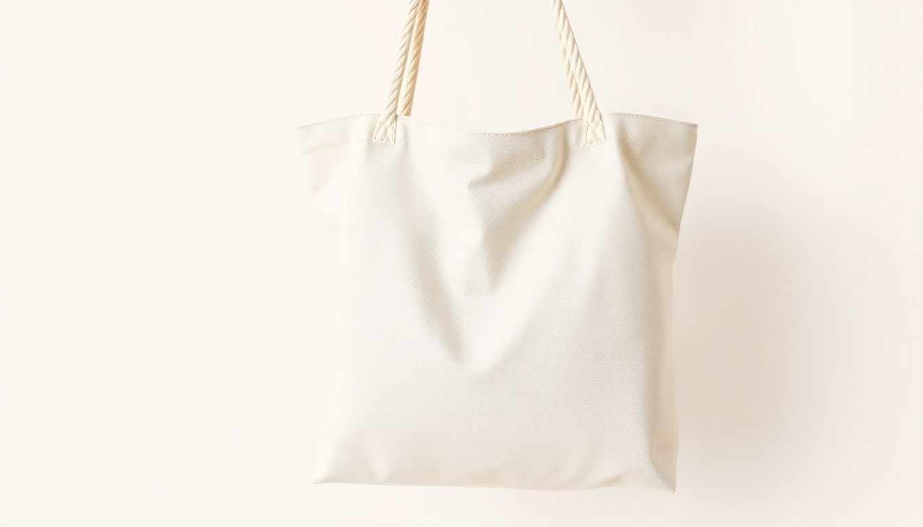 Finished canvas tote bag with cotton straps showing clean hem stitching and interior construction