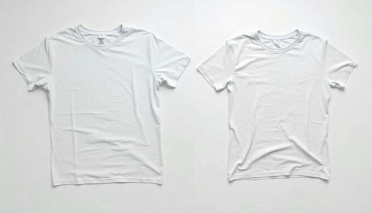 Before and after comparison of cotton T-shirt showing one-size shrinkage after hot washing and drying