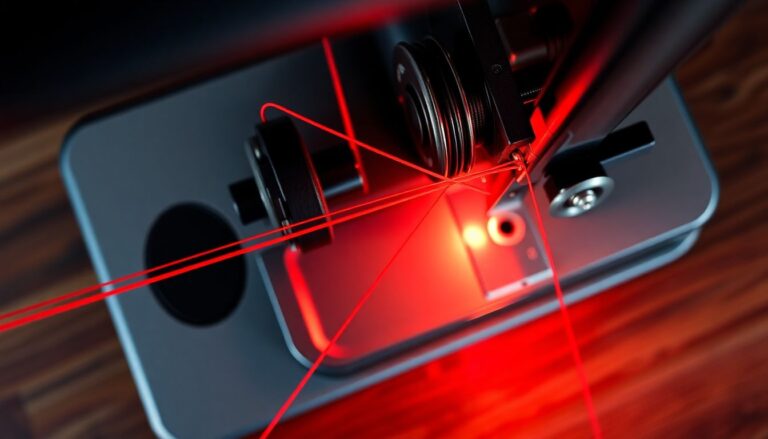 Overhead close-up of a sewing machine being threaded showing the complete thread path from spool to needle
