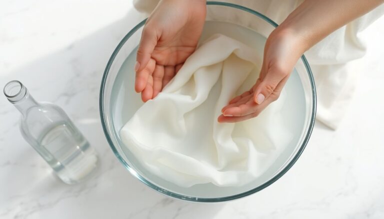 Silk blouse being gently hand washed in cold water with silk detergent showing proper delicate fabric washing technique