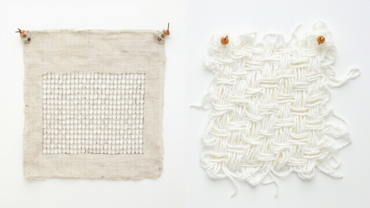 Diagram comparing breathability of linen fabric weave versus cotton fabric weave showing air circulation differences