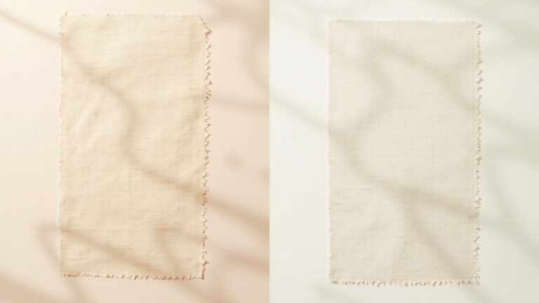 Modal fabric swatch alongside cotton fabric swatch showing the visual difference in texture and surface smoothness
