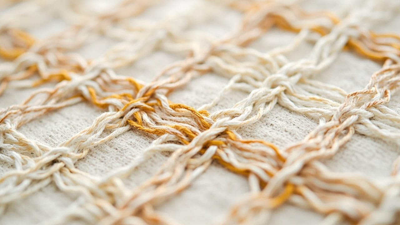 Technical diagram illustrating 3/1 twill weave construction showing warp and weft yarn interlacing pattern