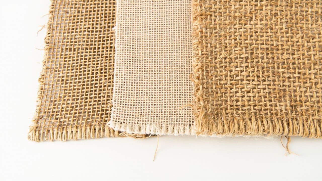 Microscopic cross-section of jute fiber structure showing the plain weave pattern of jute fabric with labeled measurements