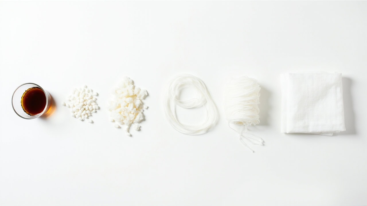 Diagram showing the step-by-step manufacturing process of polyester fabric from raw petroleum materials to finished textile
