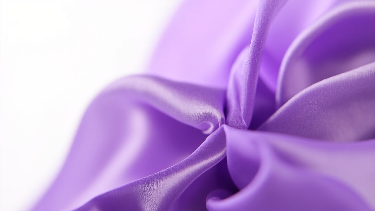 Smooth silk-like purple rayon fabric showing characteristic drape and subtle sheen of cellulosic fiber