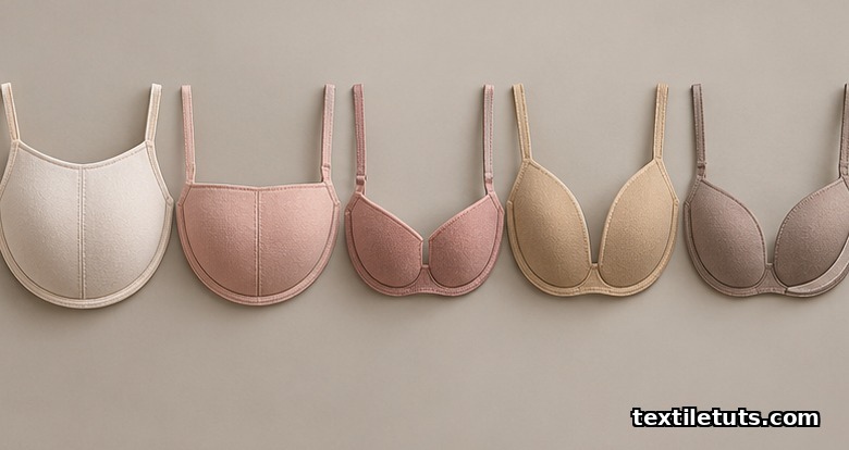 Side-by-side silhouettes of five bra cup coverage styles: full cup, balconette, demi-cup, plunge, and push-up.