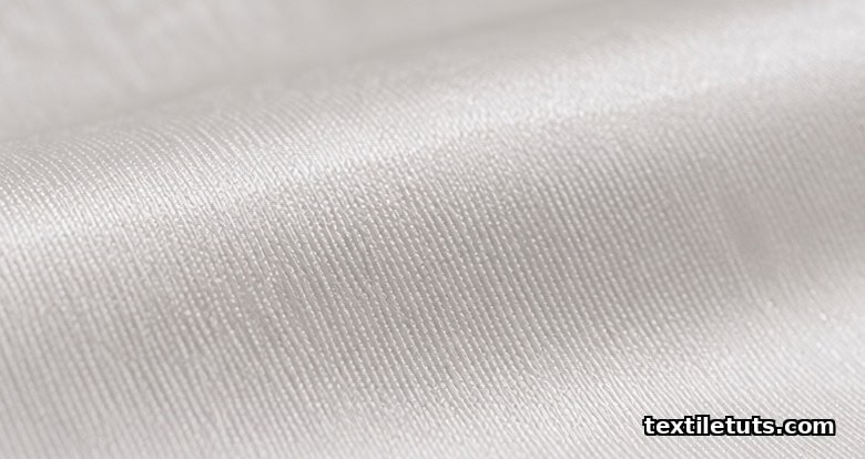Close-up of smooth lustrous cotton poplin fabric after calendaring, with parallel warp and weft yarns visible under soft light.