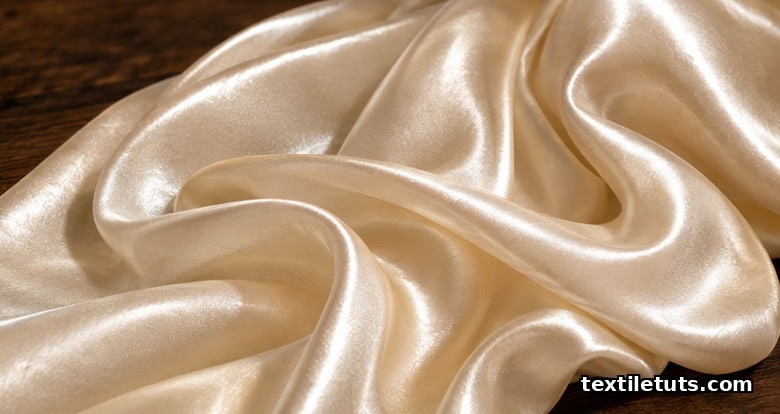 Flowing lustrous silk fabric showing the high light reflectivity gained after degumming.