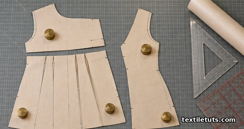 Slash-and-spread pattern drafting method showing bodice block cut horizontally at the empire waistline with darts redistributed.