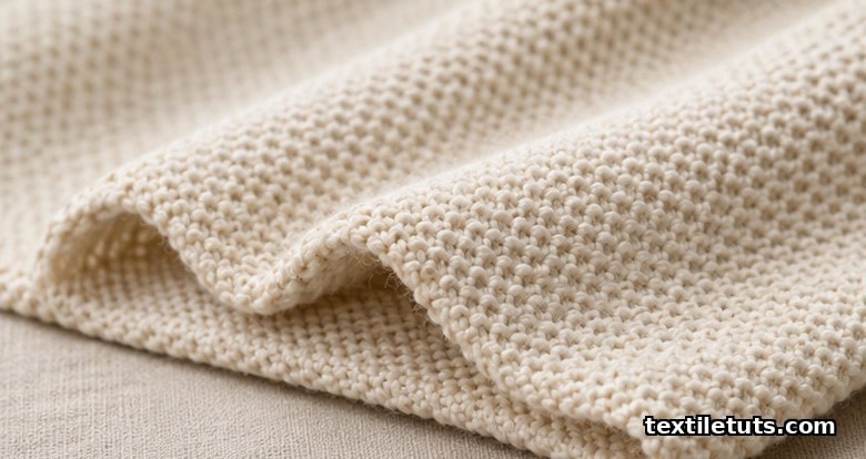 Folded knit cotton piqué polo-shirt swatch showing raised honeycomb waffle loops on cream backdrop, editorial textile photography.