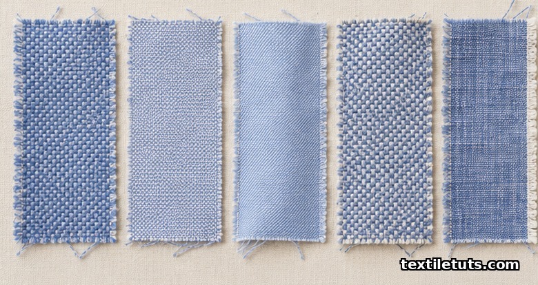 Five fabric swatches laid side by side comparing Standard, Pinpoint, Royal, Imperial Oxford and chambray variants.