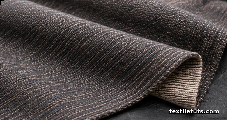 Macro close-up of ponte di Roma double-knit fabric showing identical face and back with characteristic course lines and layered structure.