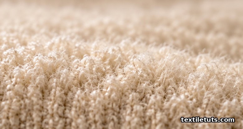 Macro closeup of raised cotton flannel showing soft fiber pile protruding from woven fabric surface.