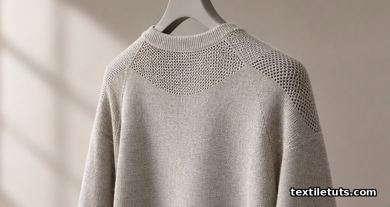 A premium seamless pullover on a hanger showing smooth body-to-sleeve transition with no side seams.