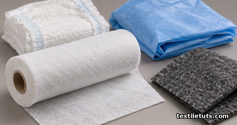 Product still showing swatches of spunbond polypropylene fabric used for hygiene, medical, agricultural, and geotextile applications.