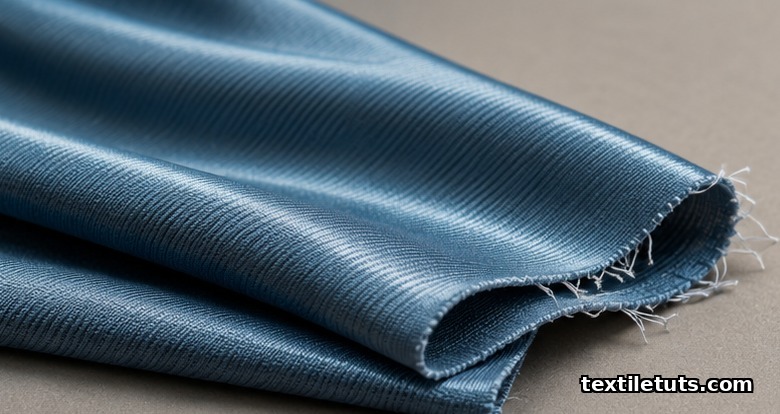 Folded stretch swimwear fabric sample on a studio backdrop showing warp-knit texture and elastane sheen.