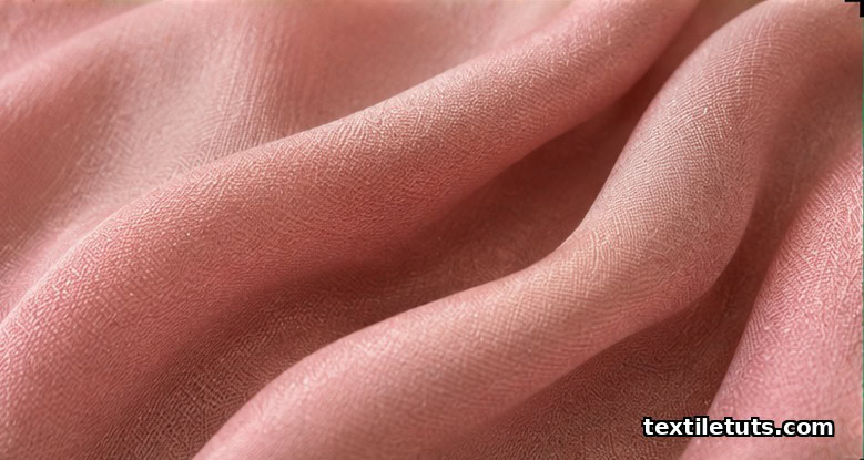 Close-up of dusty pink viscose rayon fabric showing fine weave texture and soft natural folds
