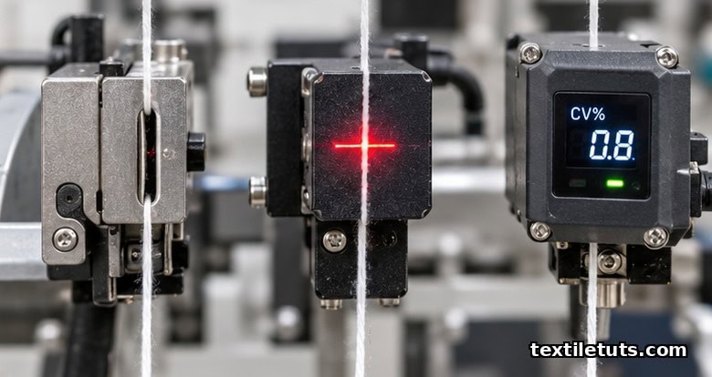 Mechanical, optical, and electronic yarn clearer sensors mounted on a winder head
