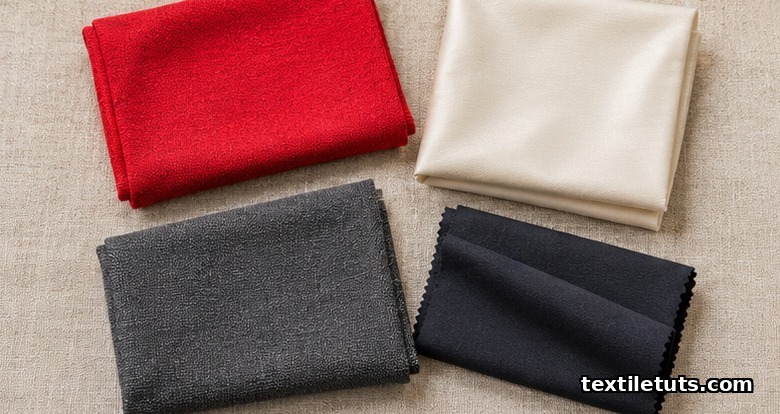 Flat lay of four synthetic textile swatches — polyester, polyamide, polypropylene, and elastane — the fibers compatible with Air Dye.