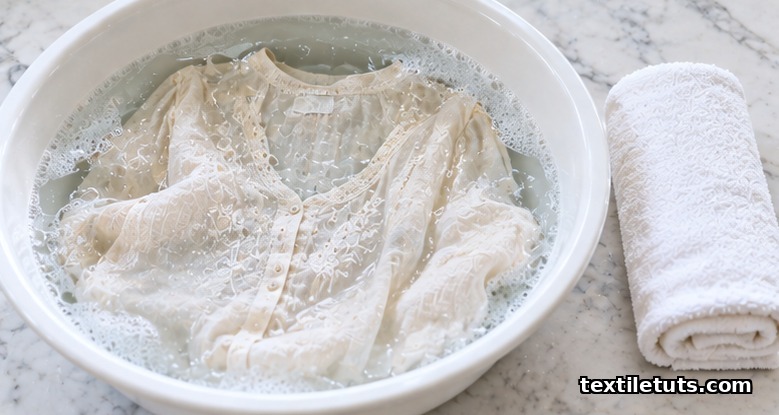 Grey cashmere sweater reshaped and drying flat on a white towel in a bright room away from direct sunlight