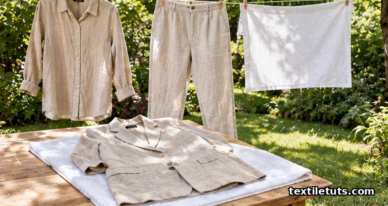 Folded cashmere sweaters stacked in a drawer with acid-free tissue paper, cedar blocks, and a lavender sachet