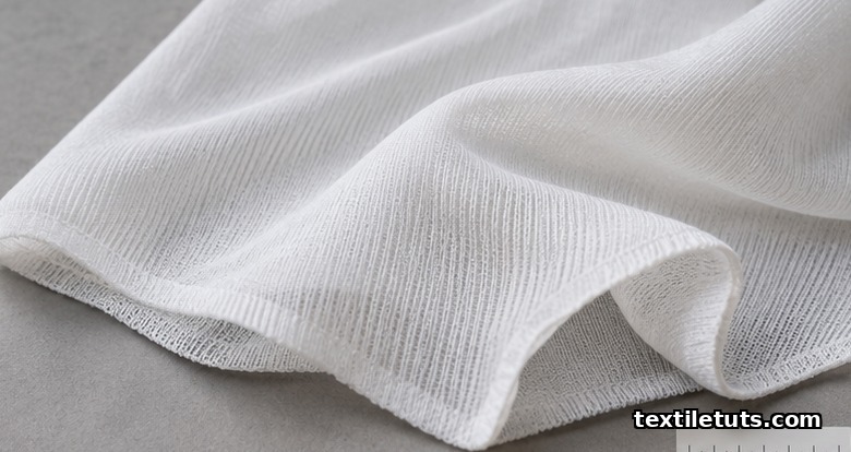 Folded white fine-gauge tricot fabric sample showing smooth technical face and fine vertical wales on a matte surface.