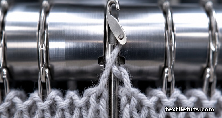 Cotton knit fabric passing through a deep blue reactive dye bath over stainless steel rollers in a textile finishing plant.